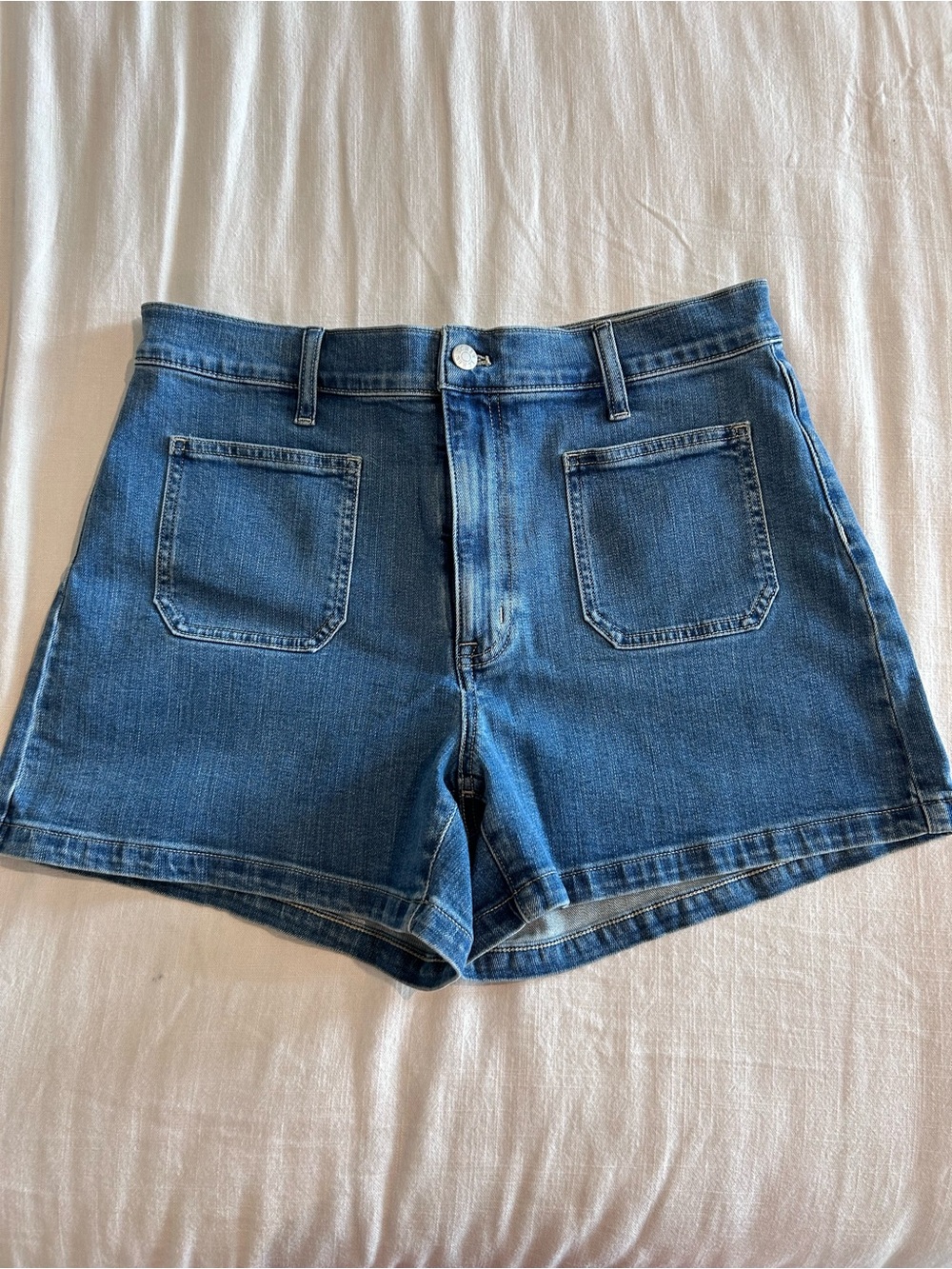 J. Crew NWT Blue Denim High-Rise Patch-Pocket Shorts